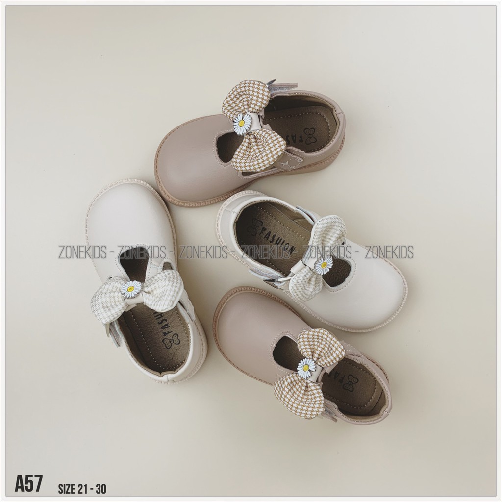 Giày búp bê phối nơ họa tiết cho bé gái Zonekids - A57