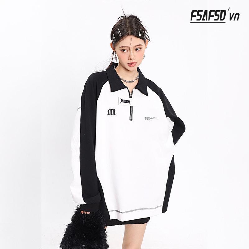 Áo Khoác Khóa Kéo Dáng Rộng 22 Màu Trắng Đen Thời Trang Cho Nữ