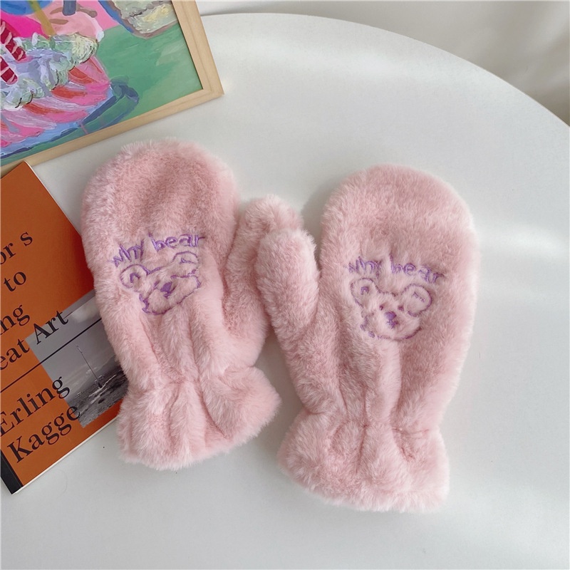 PVN36446 - Găng tay len lông cừu họa tiết gấu dễ thương - #gangtay