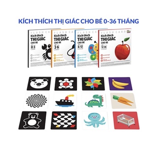 Bộ Thẻ Flashcard Bibo Kích Thích Thị Giác Cho Bé Từ 0 Đến 16 Tháng Phát Triển Não Bộ