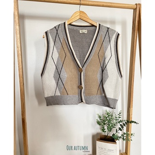 Áo len cộc tay cổ V phong cách vintage - Comin V Neck Knit