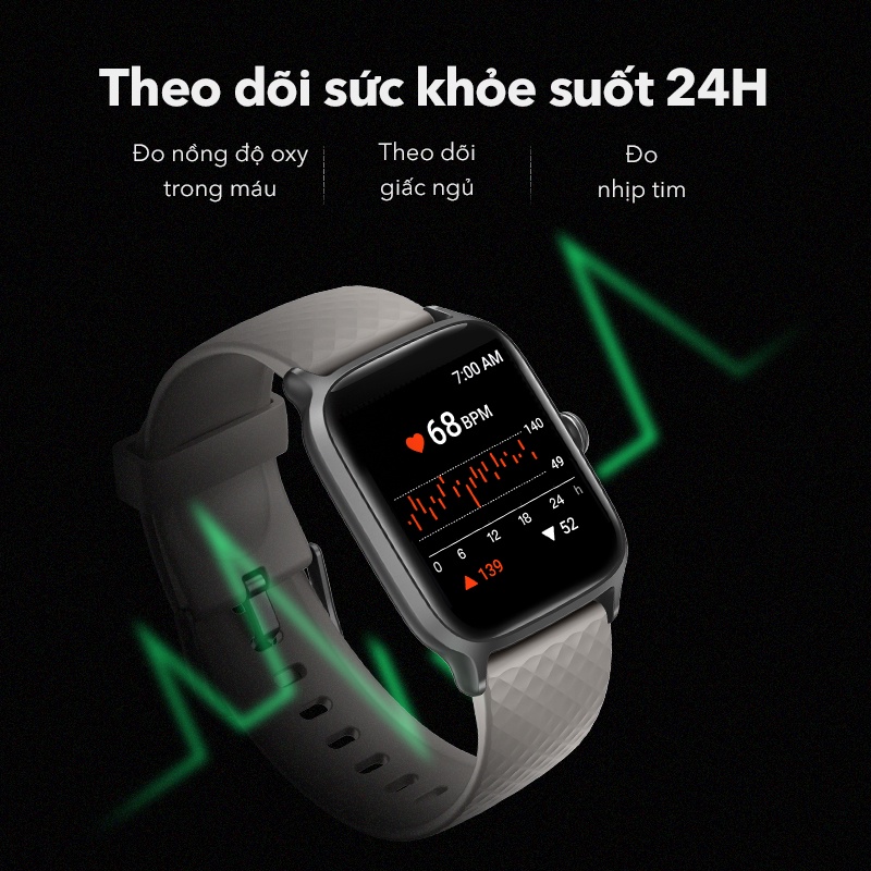 Đồng Hồ Thông Minh ACOME Smart Watch S1 Tiện Ích Chống Nước Nhận Thông Báo, Thay Hình Nền, Đo Nhịp Tim Chống Nước  5ATM