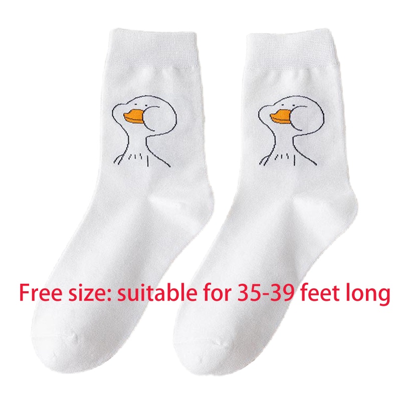 Tất Cotton In Họa Tiết Vịt Hoạt Hình Vui Nhộn Cho Nữ