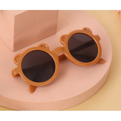 Kính Mát Gọng Tròn Chống Tia UV Họa Tiết Gấu Hoạt Hình Dễ Thương Cho Bé