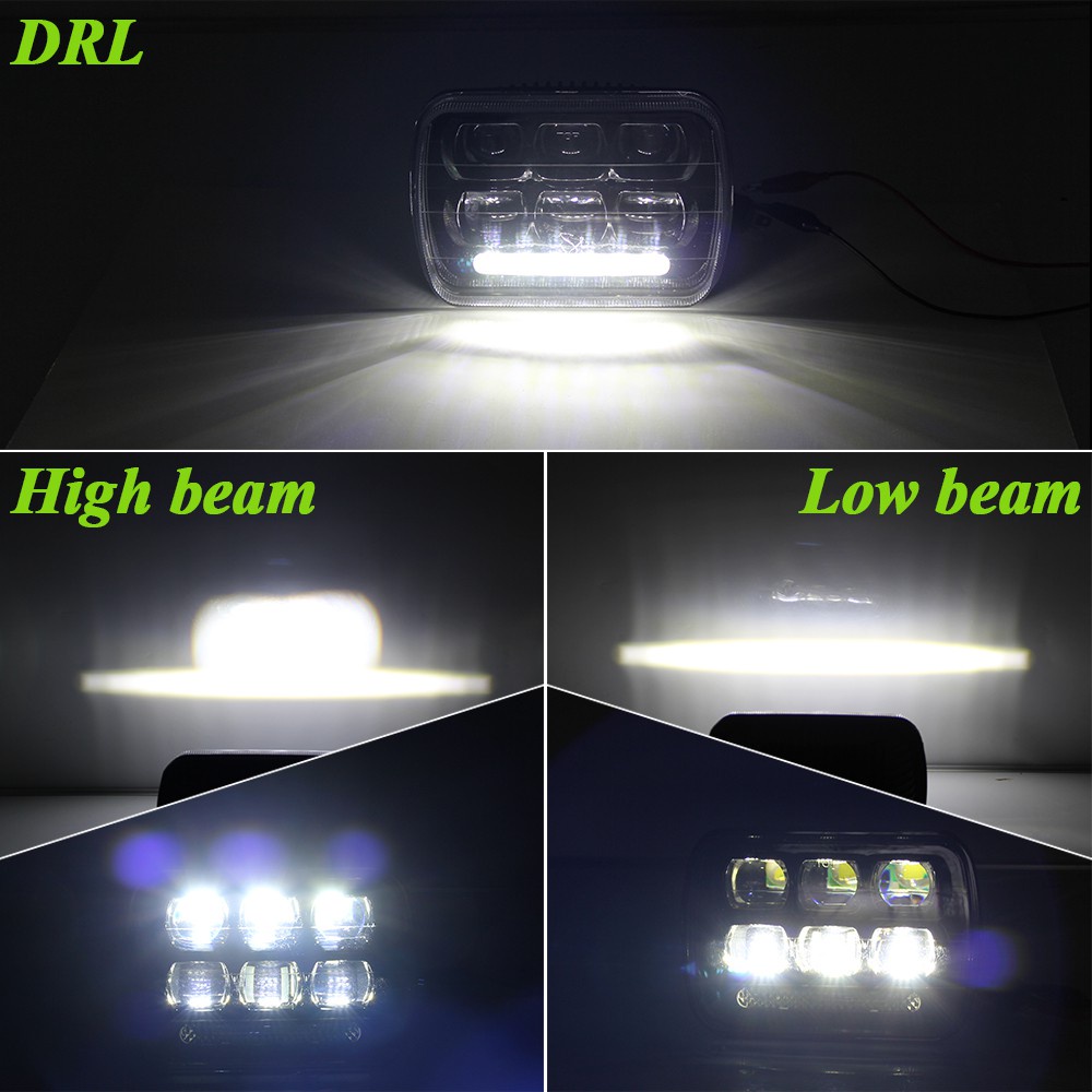 UNI-SHINE DOT E9 7X6 &quot;5x7&quot; Đèn pha LED hình chữ nhật DRL Cree Đèn pha chiếu sáng cao cho xe tải Toyota Pickup Jeep wrangler