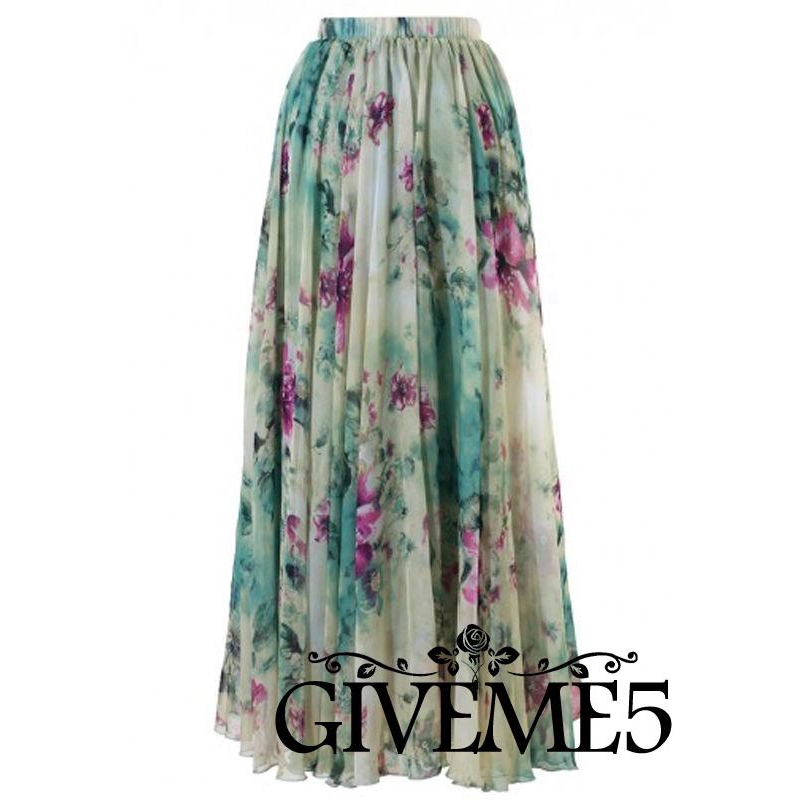 Chân váy maxi in hoa phong cách Boho