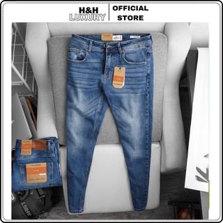 Quần jean nam, quần bò nam đẹp pull & bear xanh co giãn 4 chiều xuất dư- h&h luxury