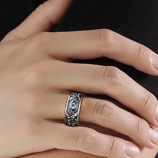 Nhẫn nam nữ tròn Loki Accessories màu bạc thời trang chất Titan đẹp đơn giản không gỉ - Nhẫn ROSE