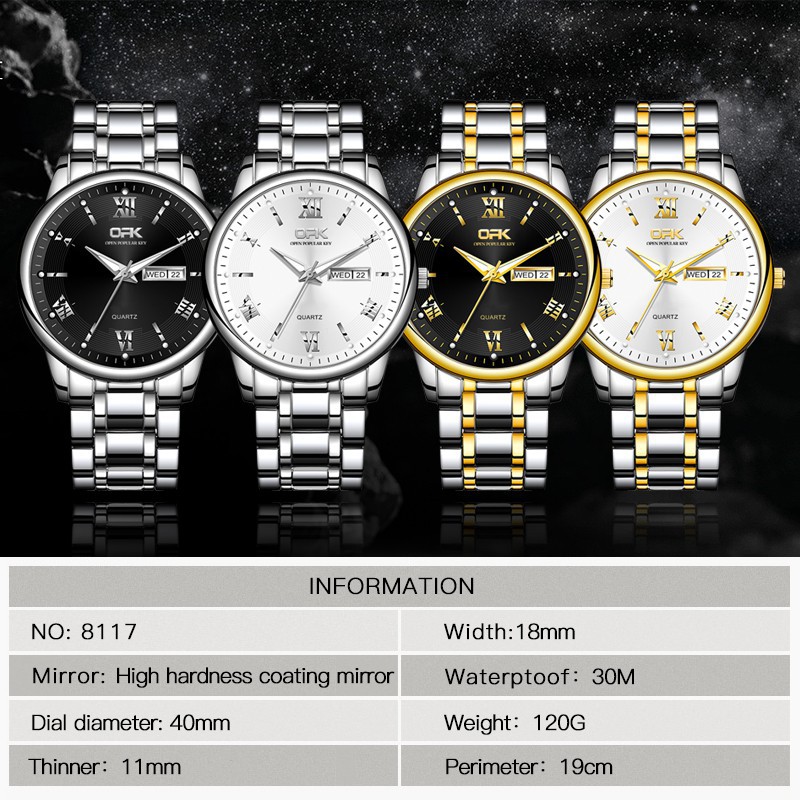 ❆▥Đồng hồ Olevs dành cho nam Doanh nhân Original Date Jam Tangan Lelaki thạch anh chống thấm nước