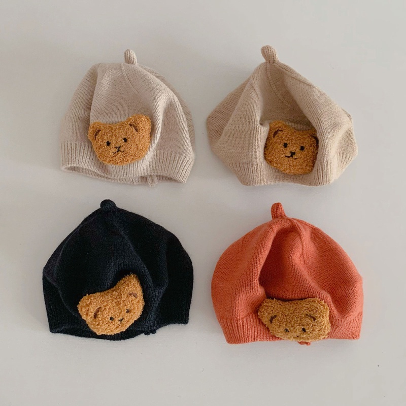 Mũ beanie Hình Gấu Dễ Thương Cho Bé Từ 5-24 Tháng Tuổi