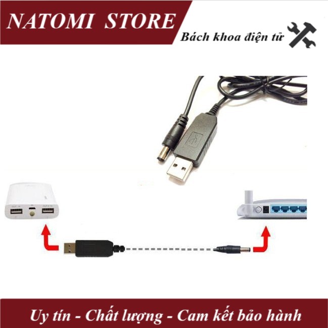 Cáp chuyển đổi điện áp từ cổng USB 5V sang 12V - NATOMI Store