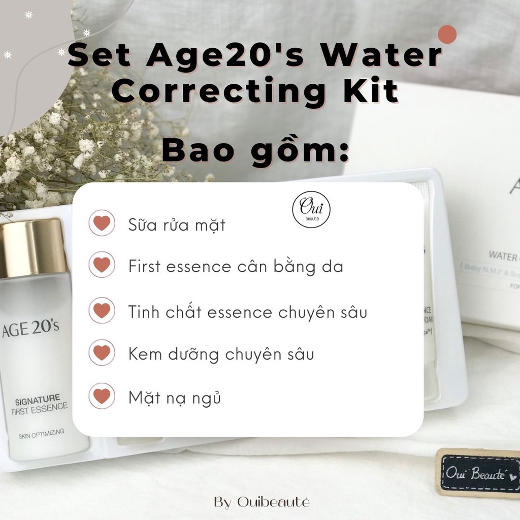 Set dưỡng ẩm Age20's Water Correcting Kit, Tinh chất dưỡng da cấp ẩm 5 món Ouibeaute