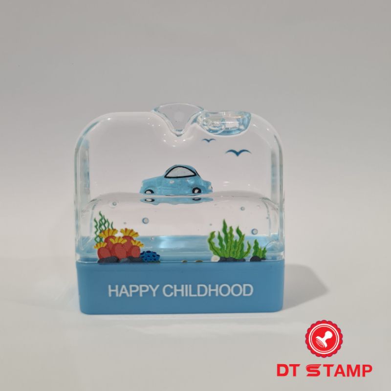 Con dấu HAPPY CHILDHOOD - Dấu tên cá nhân phong cách cute, siêu dễ thương. Kích thước 38x14mm