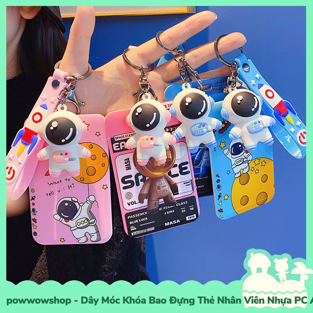 [Sẵn VN - Hỏa Tốc] Dây Móc Khóa Bao Đựng Thẻ Nhân Viên Nhựa PC+Acrylic Mẫu Astronaunt Phi Hành Gia Không Gian 3D