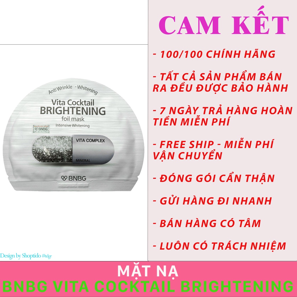 Combo 10 Mặt nạ BNBG dưỡng trắng da, mờ thâm nám Vita Cocktail Brightening Foil Mask 30ml NPP Shoptido