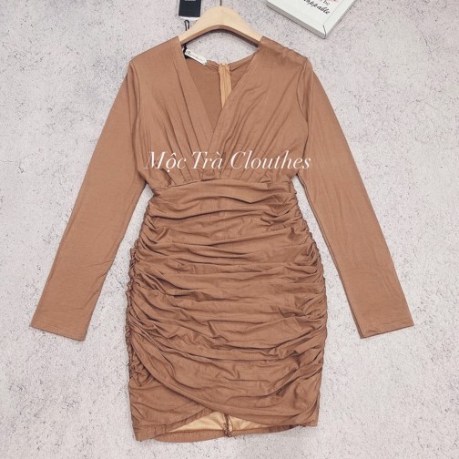 Đầm xinh JULY DRESS thiết kế nhúm tôn dáng dài tay thích hợp đi làm dự tiệc, Váy ôm body phong cách tiểu thư