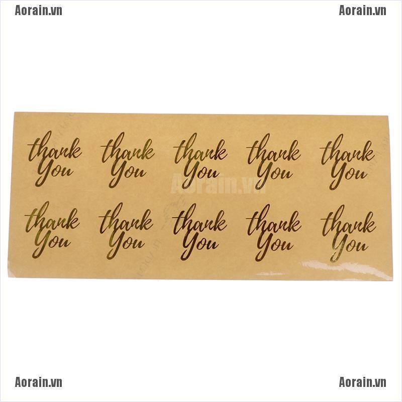 Set 100 sticker họa tiết chữ Thank You màu vàng nền trong suốt để trang trí túi quà