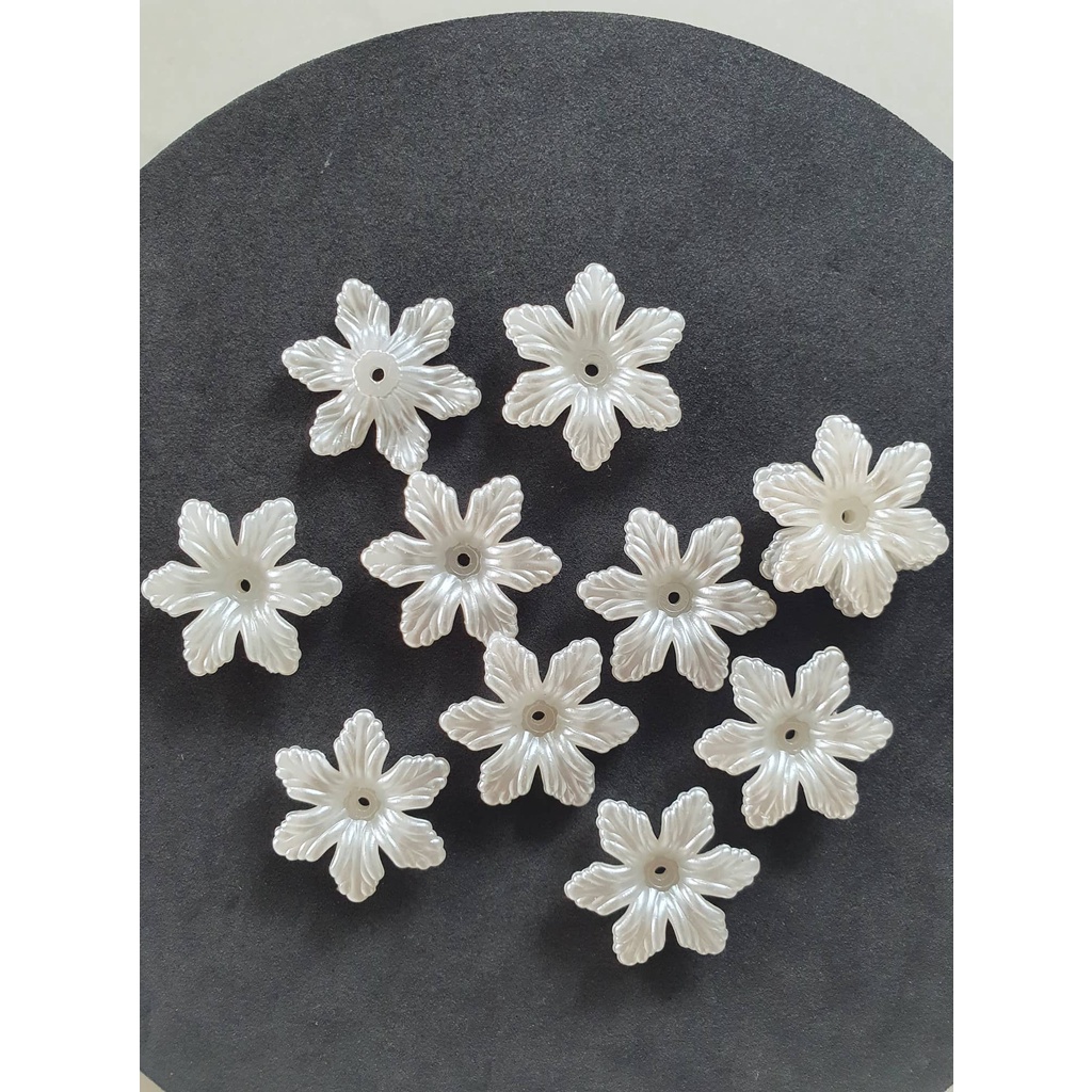 (50g)Hoa nhựa 6 cánh Ngọctrai 28mm, Nguyên liệu làm trang sức cổ trang, Nguyên liệu diy