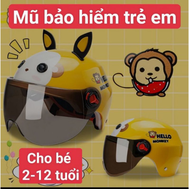 Mũ bảo hiểm cho bé 2-12 tuổi chống nắng, bụi