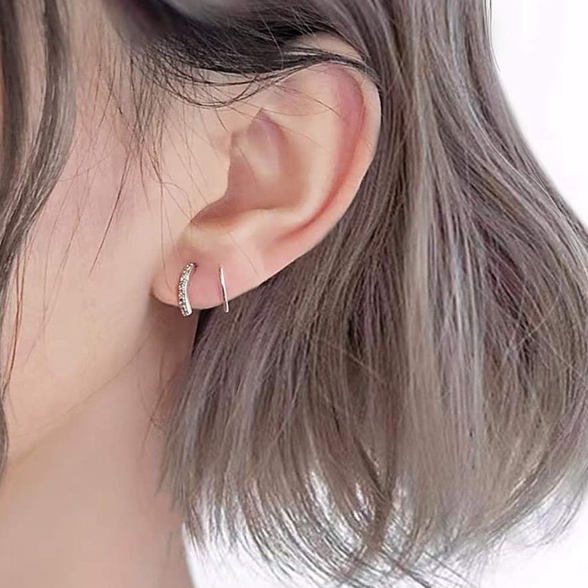 Bông tai nữ - Bông tai nữ bạc ta - dạng xoắn ốc hàng đá