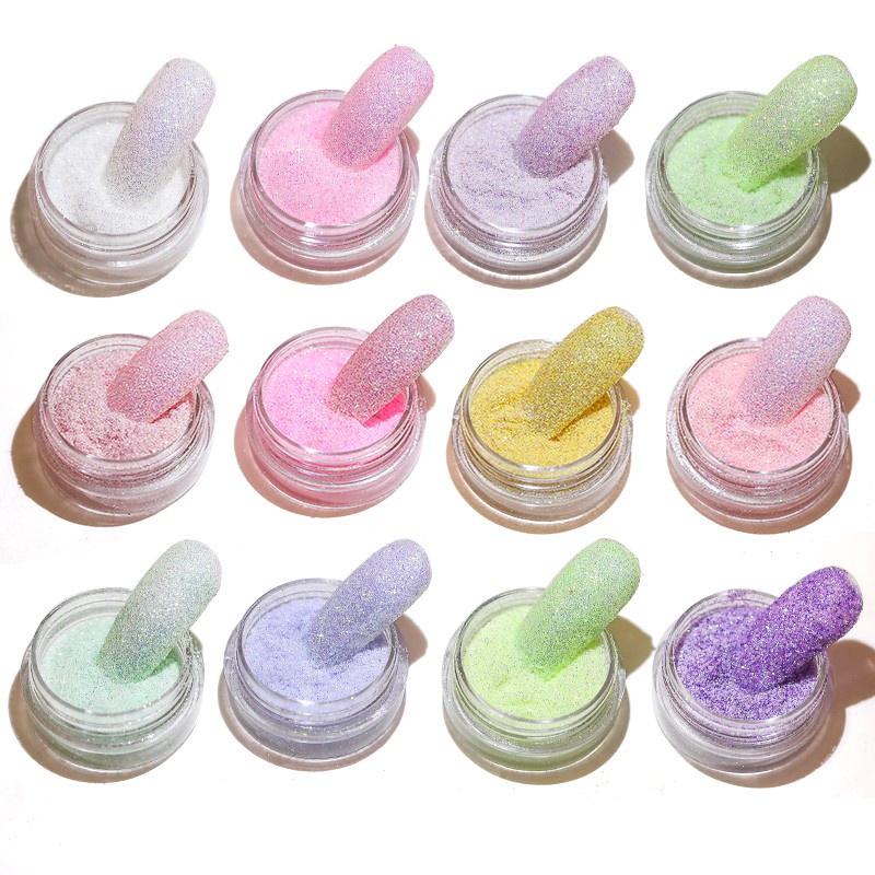 Set 12 Hộp Bột Kim Tuyến Lấp Lánh Dùng Để Trang Trí Móng Nghệ Thuật