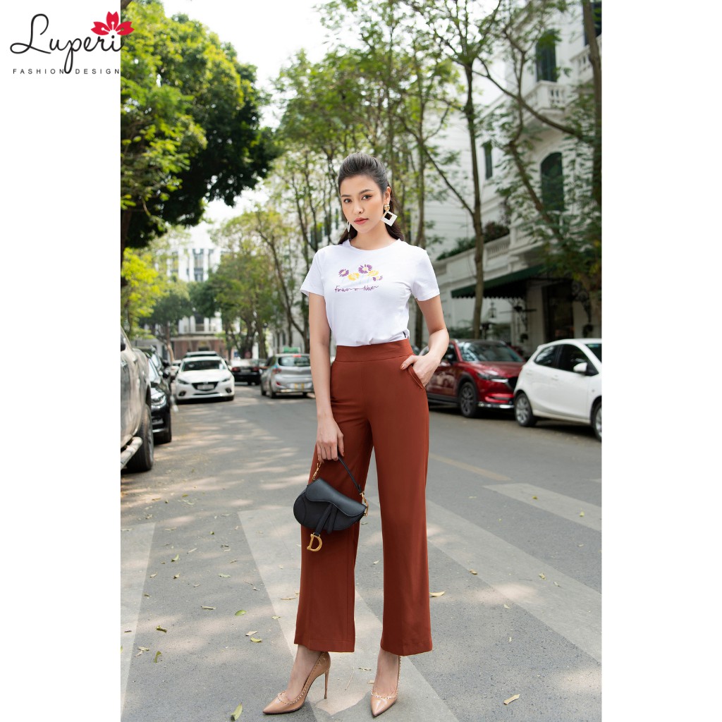 Quần Ống Suông Nữ Lưng Cao Luperi LFQD292 khóa sườn lưng cao gen bụng chất trượt lạnh co giãn không nhăn mát mềm