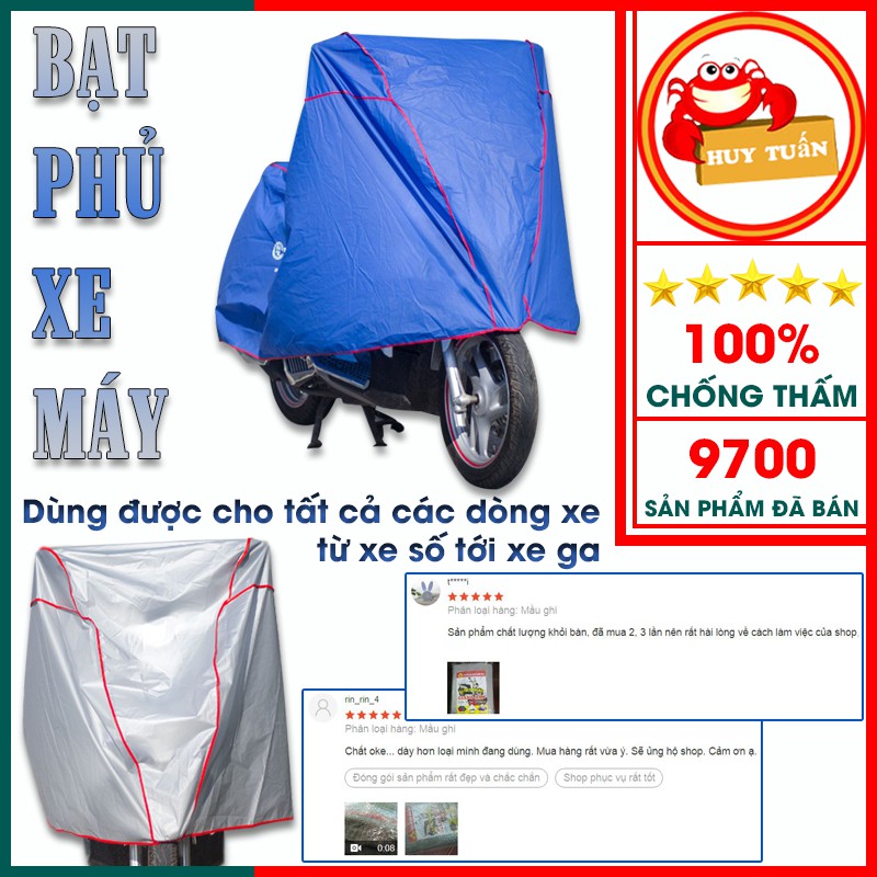 [Mã 252LIFESALE giảm 10% đơn 99K] Bạt phủ xe máy che nắng che mưa loại dày