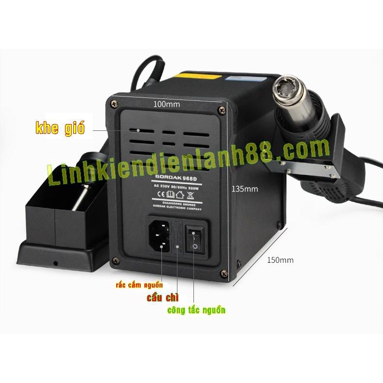 Trạm Hàn Khò Gordak 968D Mới Chính Hãng ! ( 2 hiển thị nhiệt độ ).