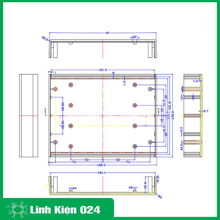 Hộp nhựa kỹ thuật H7 kích thước 170x130x55mm kèm ốc vít