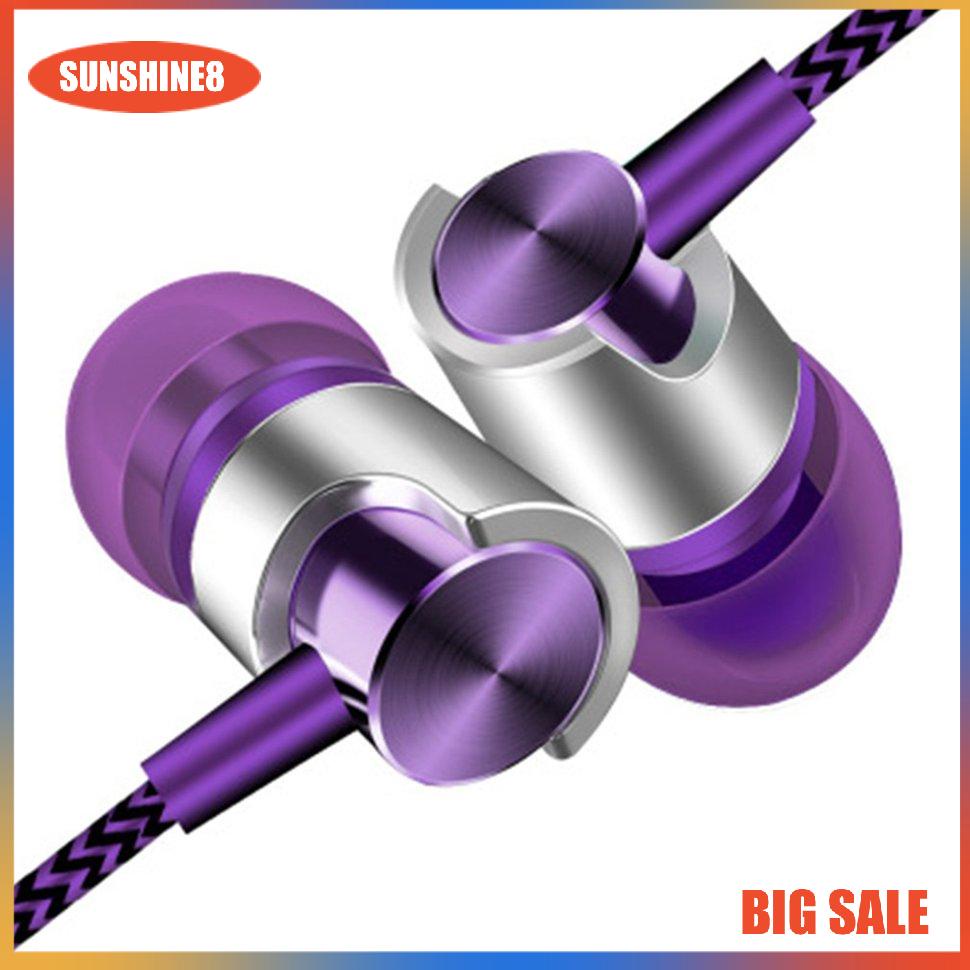 【SUN】In-ear Earphones Heavy Bass Nylon Cable Sturdy Earphones With Microphone