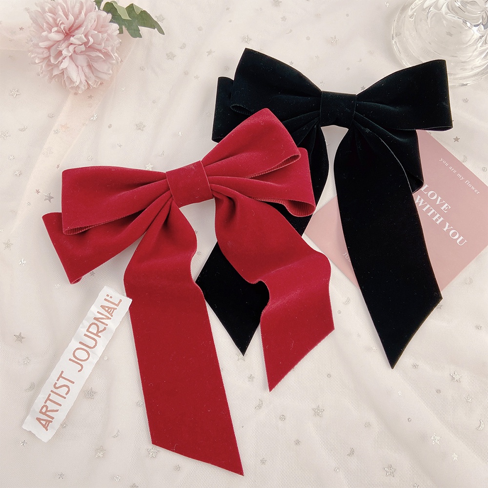 Kẹp Tóc Nơ Ruy Băng Phối Ren Thời Trang Cho Nữ