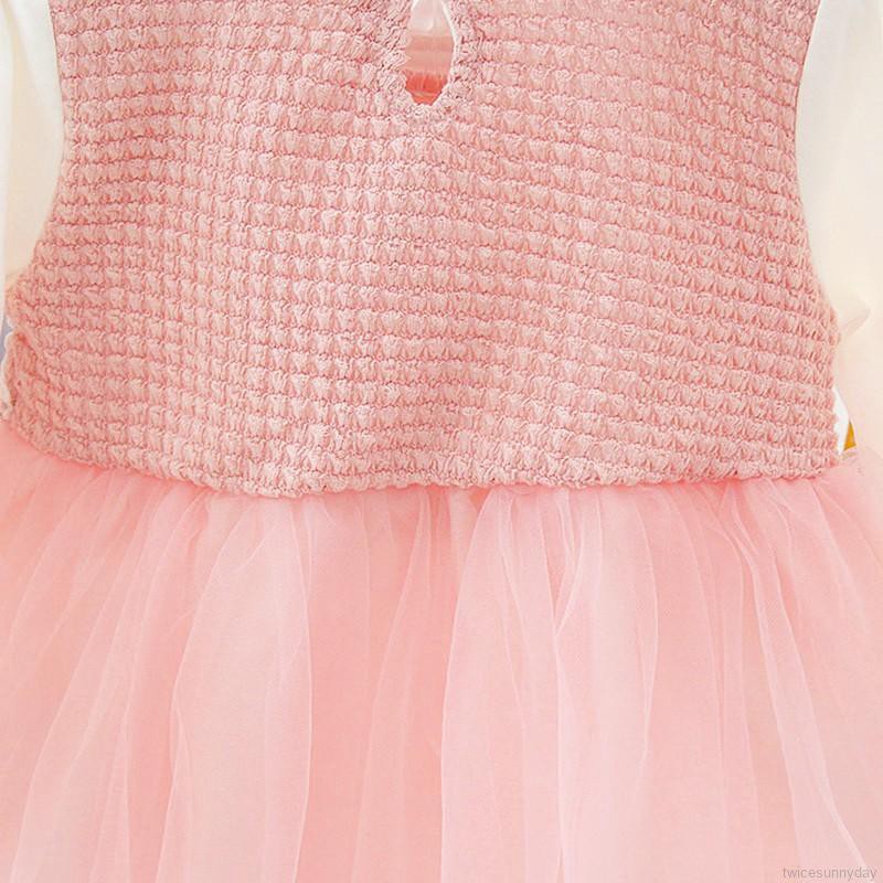 Đầm ren phối họa tiết xinh xắn cho bé gái