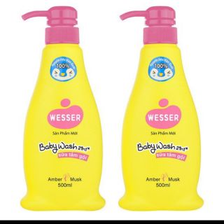 Combo 2 chai Sữa tắm gội Wesser 2in1- Powder (hồng) 500ml