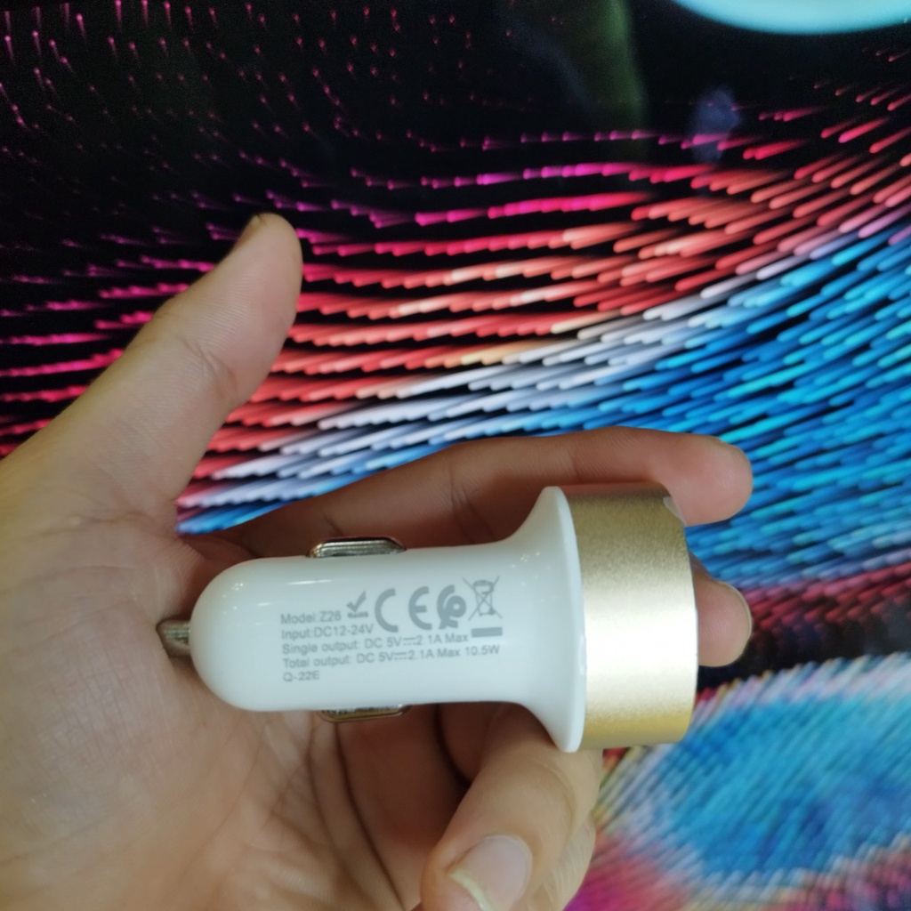 Cốc Sạc USB Ô Tô Chính Hãng Hoco 2 Cổng Sạc USB 2.1 A Hiển Thị Màn Hình Led Cao Cấp Z26