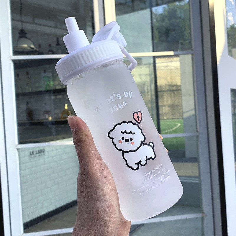 Bình Đựng Nước xinh xắn Thuỷ Tinh ĐI HỌC Hình Cừu cute 500ml BN1