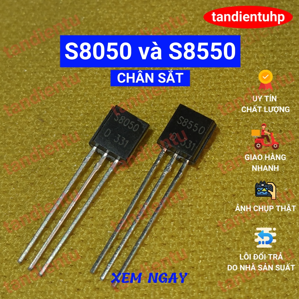 50 CHIẾC BÓNG BÁN DẪN - TRANSISTOR A1015, C1815, S8050, S8550, S9014, S9015, 2N5401, 2N5551 CHÂN ĐỒNG / SẮT MỚI 100%