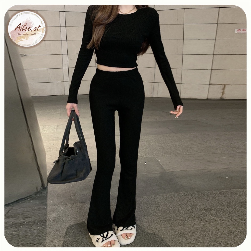 QNU 004A3 Quần Za.ra Tăm Ông Loe Nữ Legging Màu Đen Lưng Cao Co Dãn Bốn Chiều Siêu Hách Dáng Thời Trang Nữ Ailee