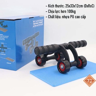 Con lăn tập cơ bụng 4 bánh xe (Tặng thảm ) (LĂN THỂ DỤC)
