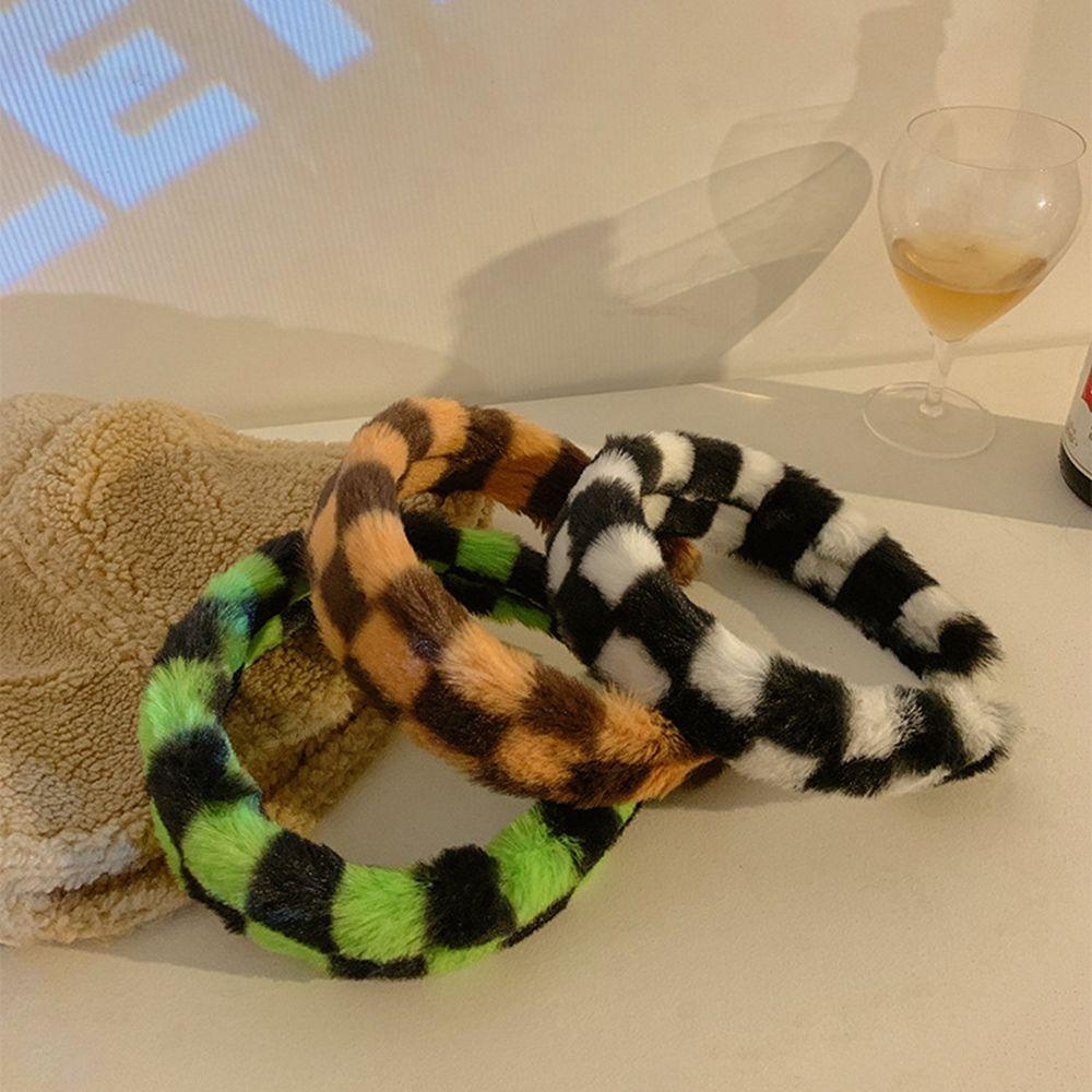 Danilo Băng Đô Cài Tóc Vải Lông Họa Tiết Kẻ Ô Cổ Điển Ngọt Ngào Cho Nữ