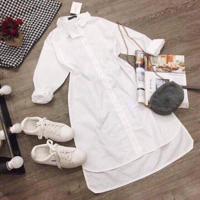 [Mã WASTUP giảm 10% tối đa 30K đơn 99K] ✨DÁNG GIẤU QUẦN✨ Sơ mi trắng dáng dài giấu quần vạt bầu chất kate lụa | BigBuy360 - bigbuy360.vn