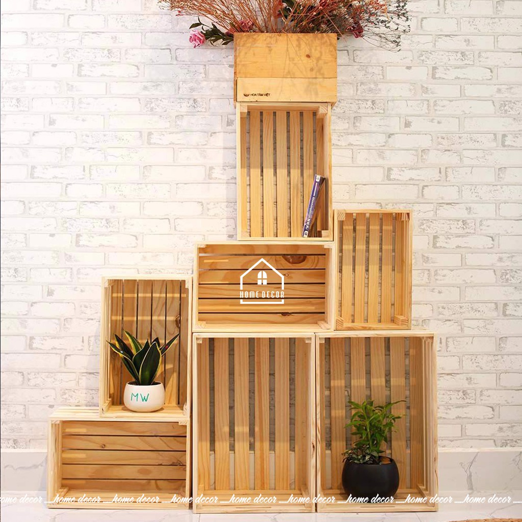 Thùng Gỗ Pallet Decor Trang Trí Phòng / Quán Cà Phê / Gỗ Thông Nhập Khẩu