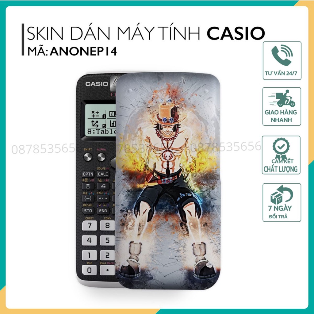 Miếng decal dán máy tính casio 570/ casio 580/ vinacal In Hình Anime One Piece Bộ 3 anonepb3