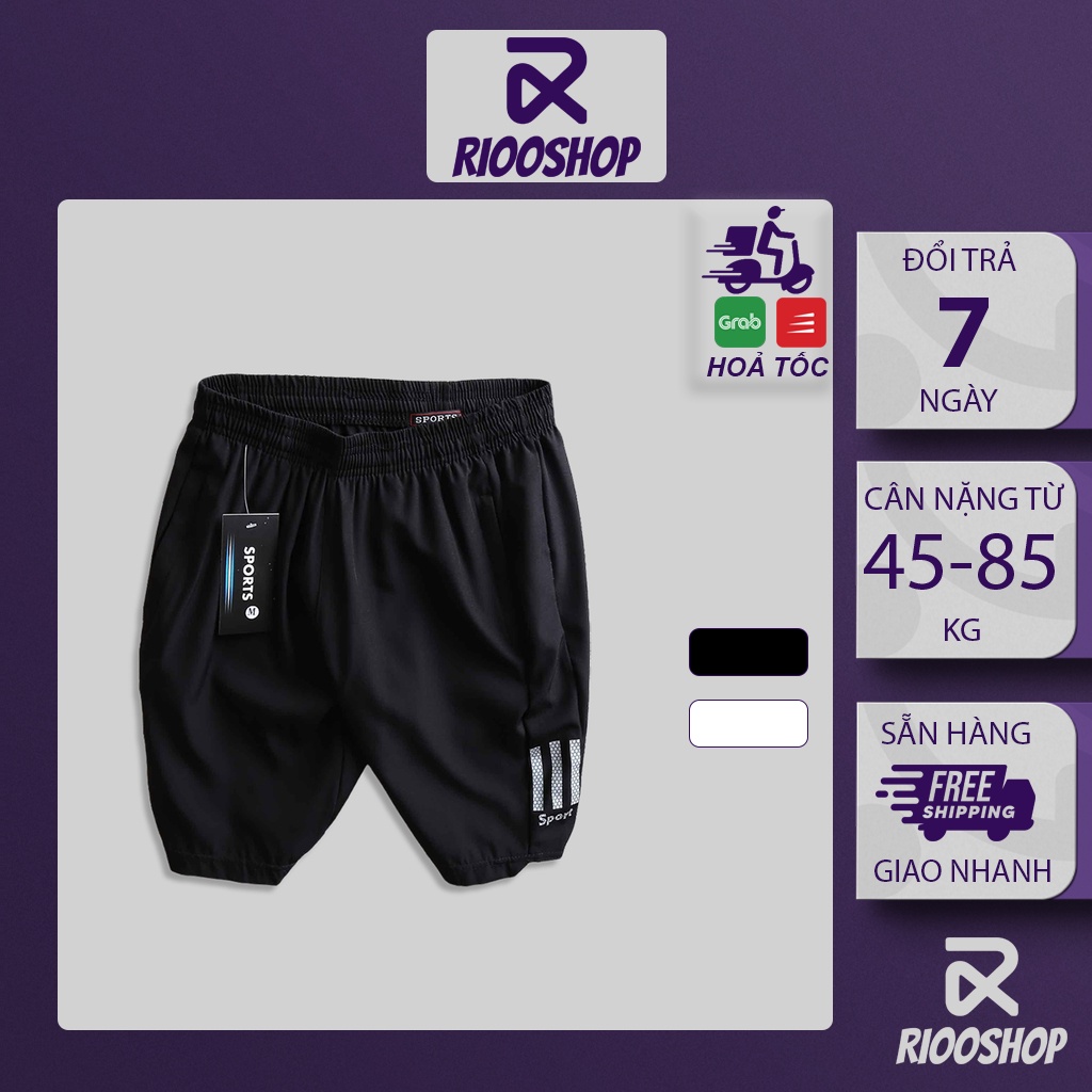 Quần đùi nam vải gió cao cấp trắng và đen cực đẹp Sport RPS011 - quần ngắn nam thể thao Riooshop