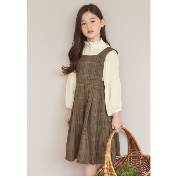 Đồ bộ cho bé gái Set áo sơmi kèm váy caro xinh xắn Beeshop D20114