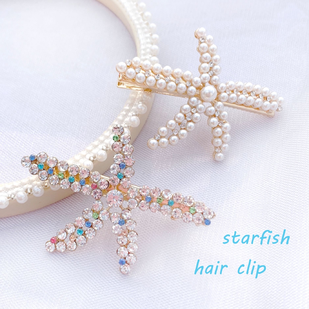 Kẹp tóc hình sao biển đính ngọc trai sang trọng cho nữ