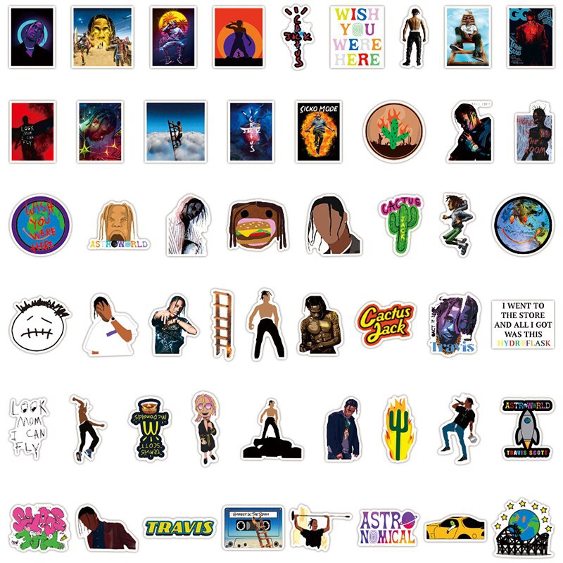 Bộ 50 sticker hình Travis Scott dán trang trí