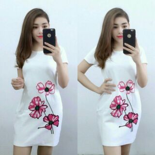 Áo đầm suông in hoa. phom 37-42kg
