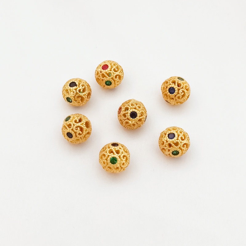 Hạt Đá Zircon Tròn Rỗng 18K Dùng Làm Vòng Tay/Dây Chuyền DIY