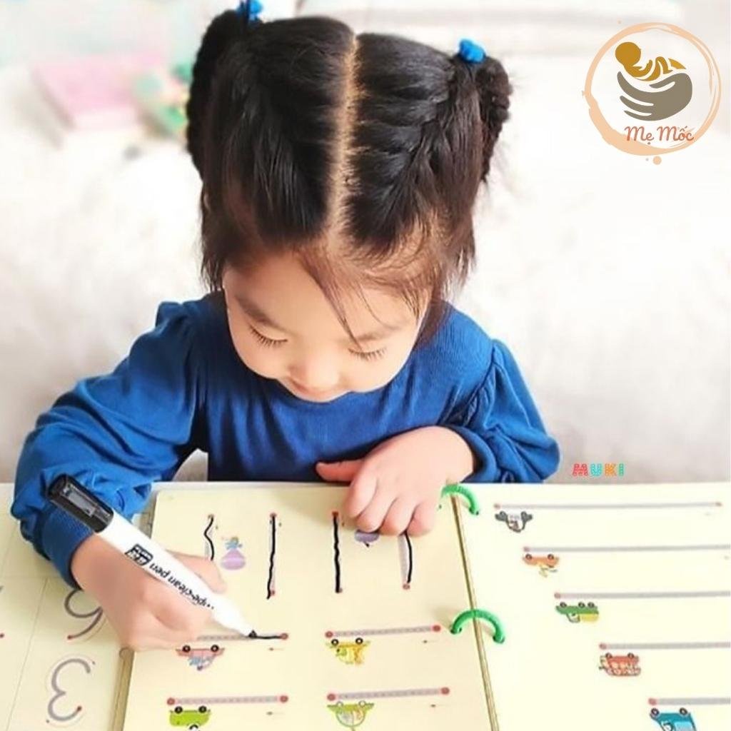 Đồ Chơi Giáo Dục Montessori Cho Bé Tập Viết Mẹ Mốc Shop Tập Tô Vẽ Thông Minh Xóa Được Tặng Kèm 6 Bút Đa Năng