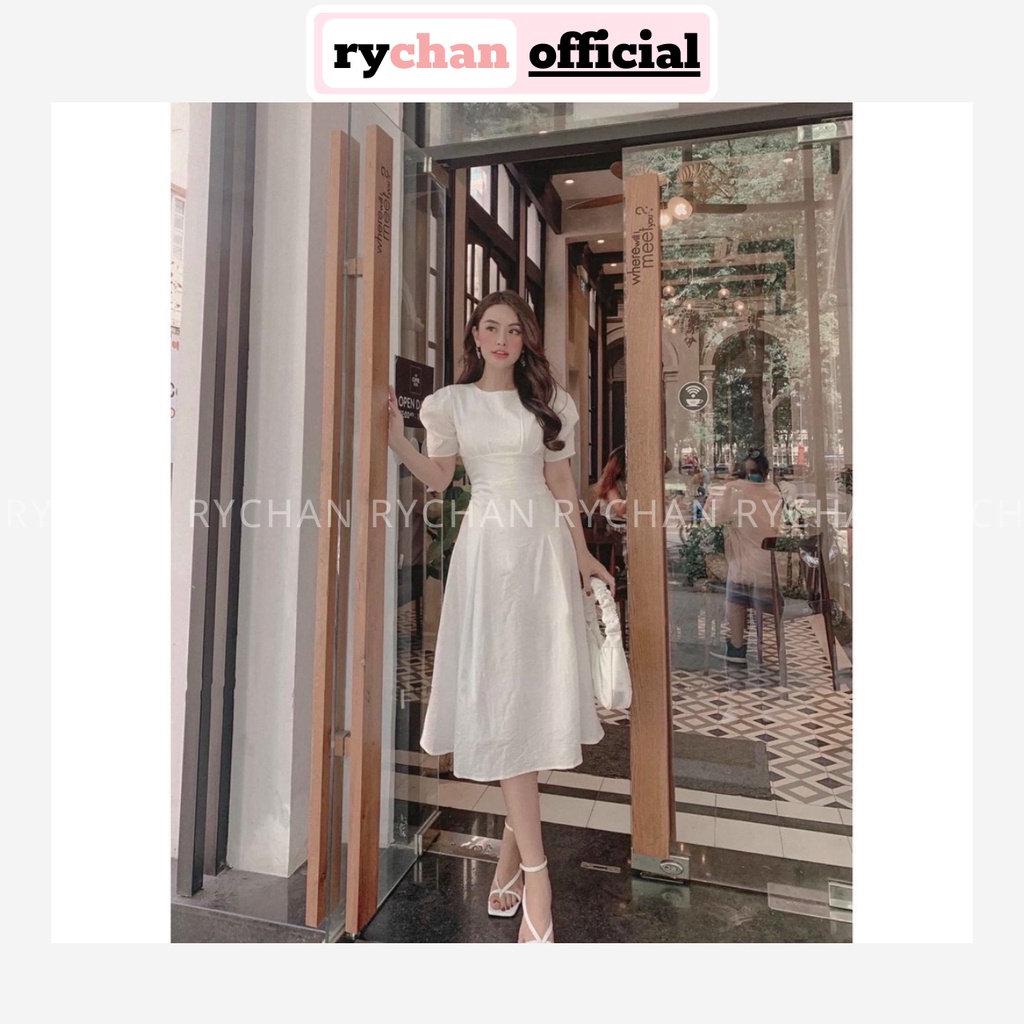 Đầm Xòe Midi Tay Phồng Chiết Eo Siêu Tôn Dáng [Ảnh Thật Cuối] - DX9692